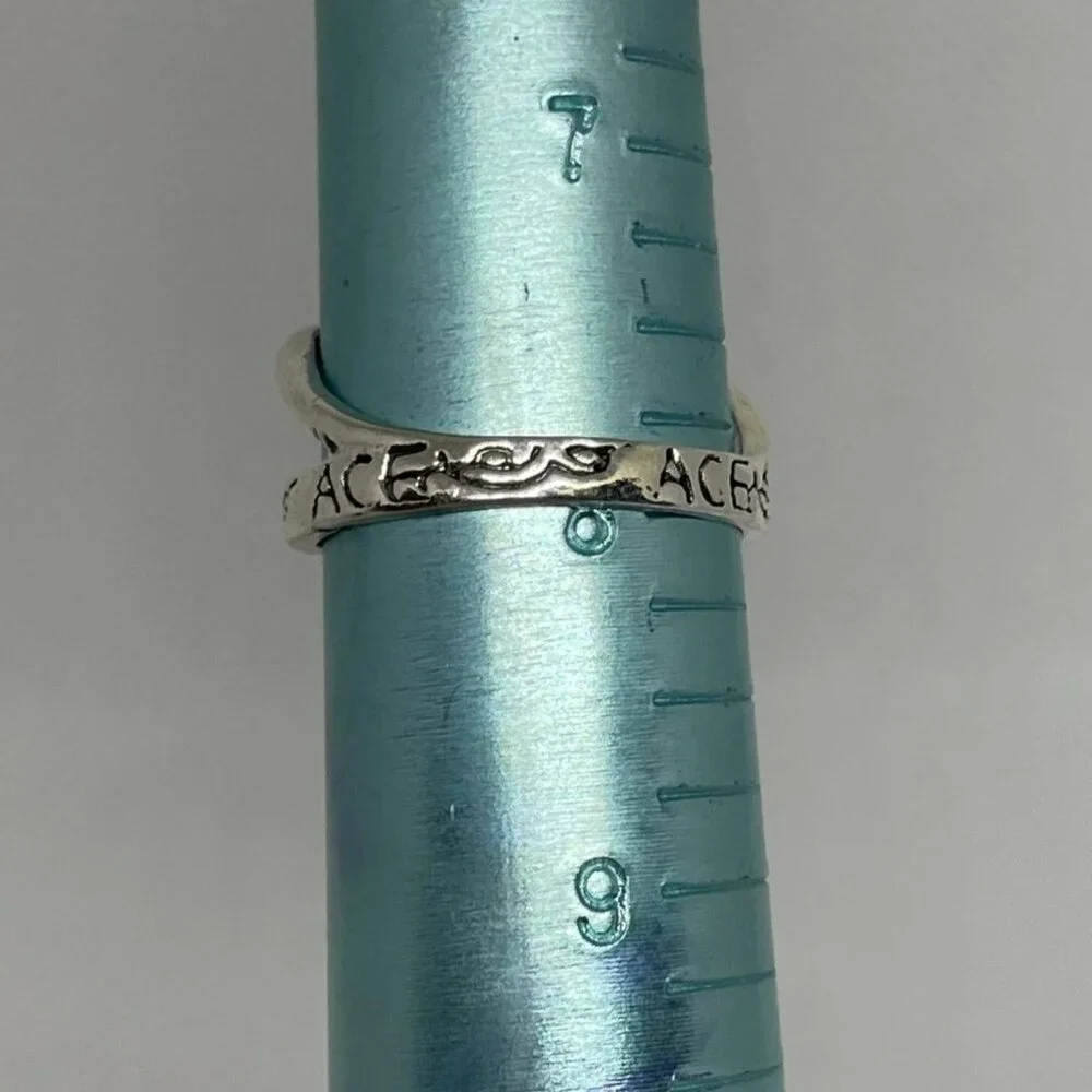 Om Sign Filigree Script Ring for Men or Women sz 8 Silver Finish New Yoga Band